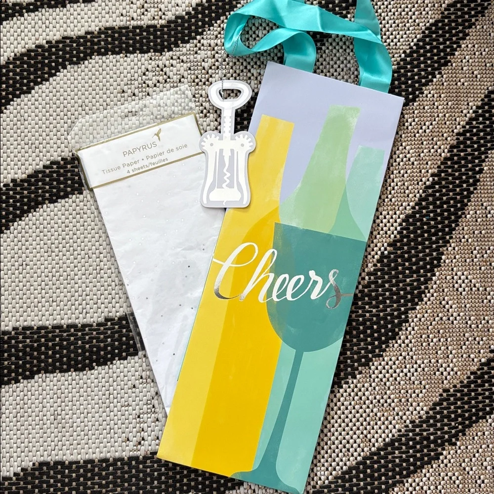 🆕Papyrus “Cheers” Wine Gift Bag And Glitter Tissue